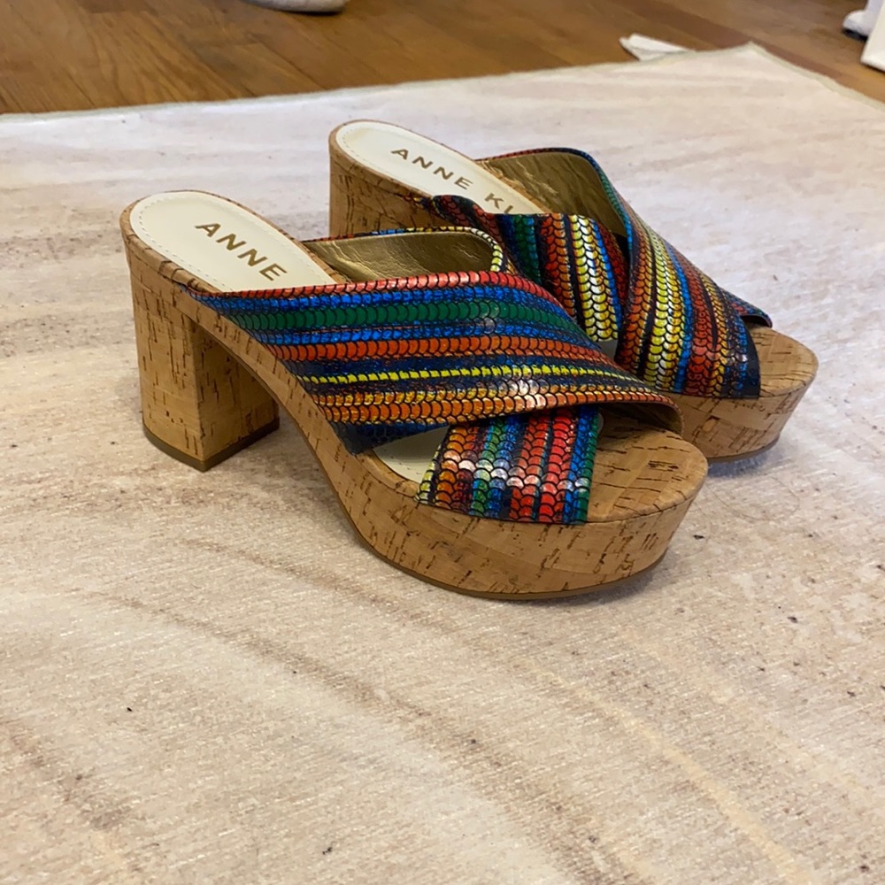 Anne Klein block heel mules